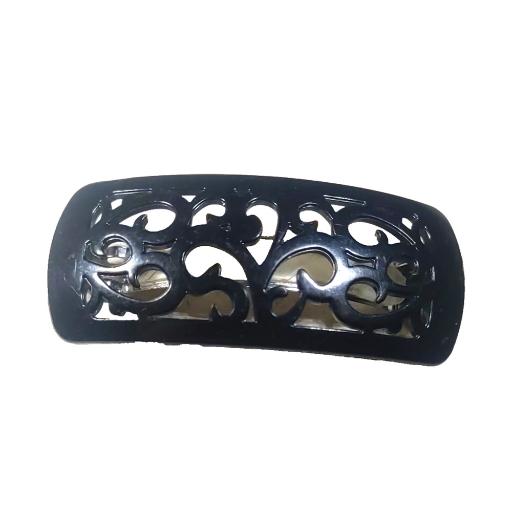 Goody Black Acrylic Hair Barrette Tension Clip Lattice Work